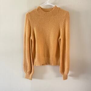Rolla's Gigi Fluffy Sweater Womens Small Gold Harvest High Neck Bubble Sleeve S